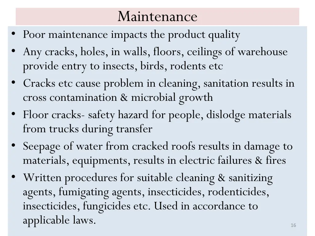 maintenance