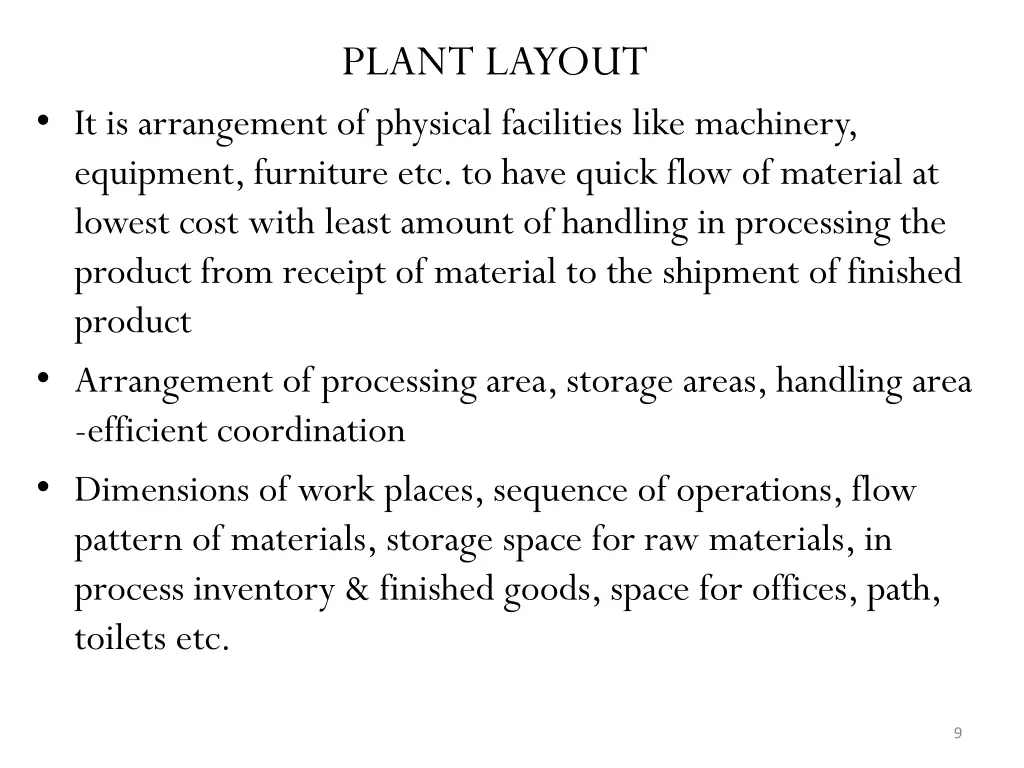 plant layout