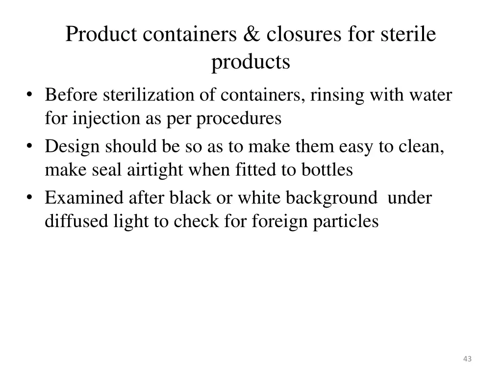 product containers closures for sterile products