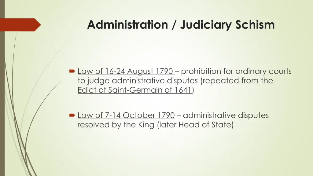 administration judiciary schism