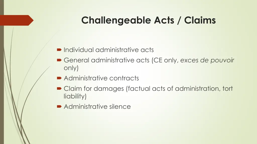 challengeable acts claims