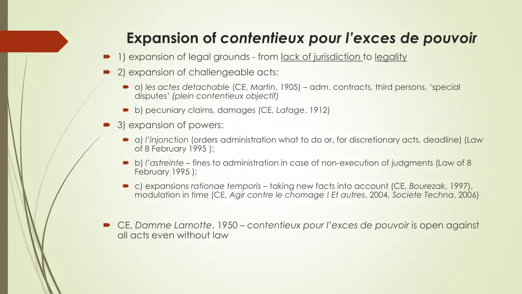 expansion of contentieux pour l exces de pouvoir