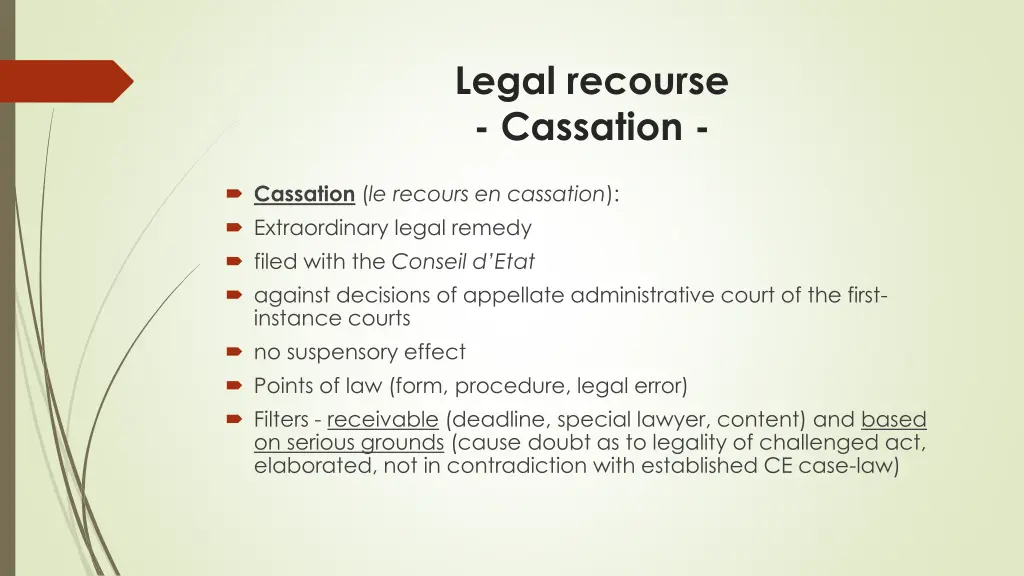 legal recourse cassation