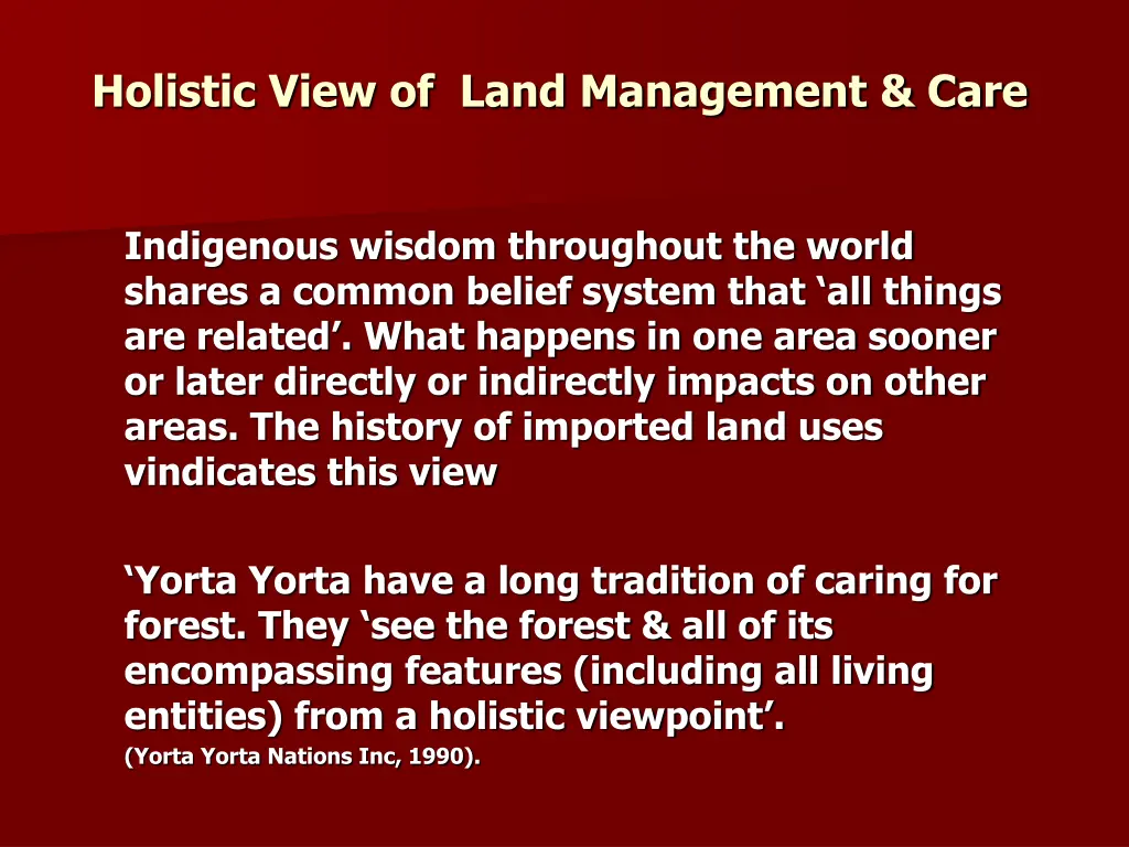 holistic view of land management care