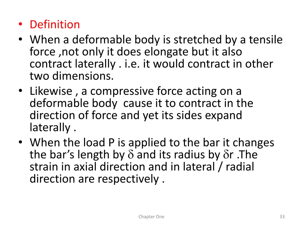 definition when a deformable body is stretched