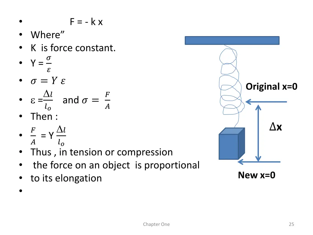 f k x where k is force constant y and then thus