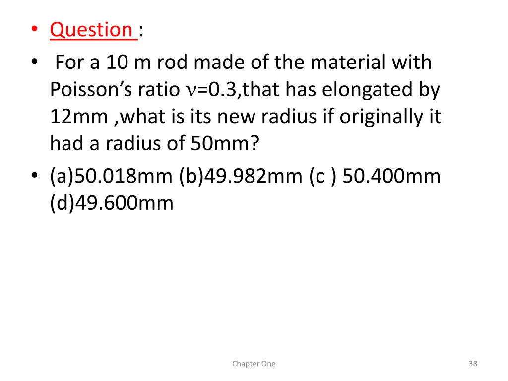 question for a 10 m rod made of the material with