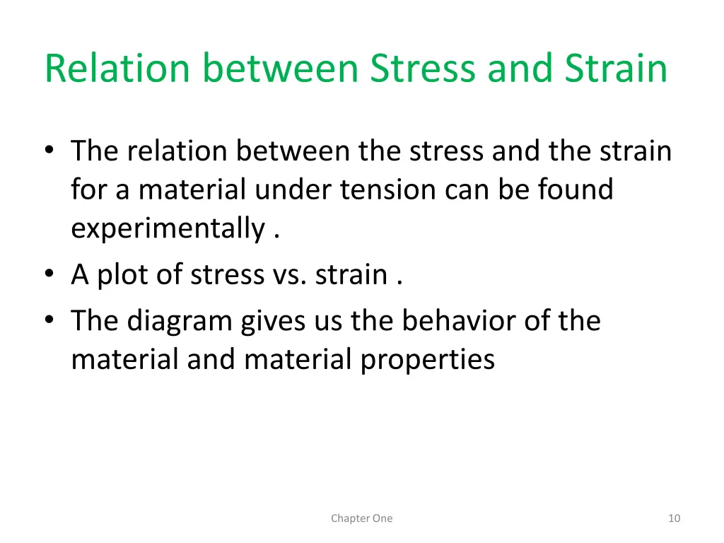 relation between stress and strain