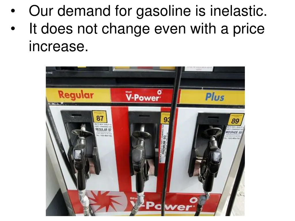 our demand for gasoline is inelastic it does