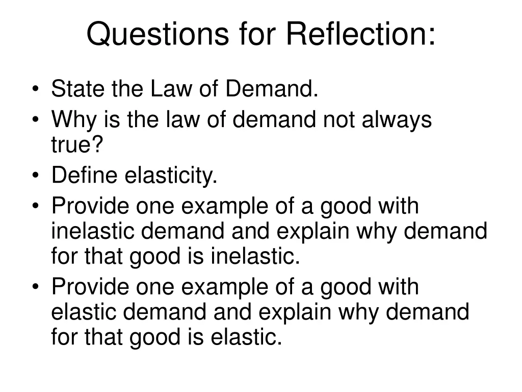 questions for reflection