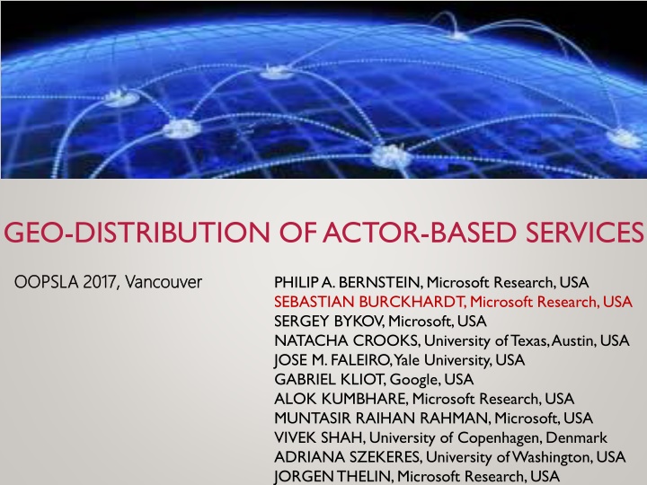 geo distribution of actor based services