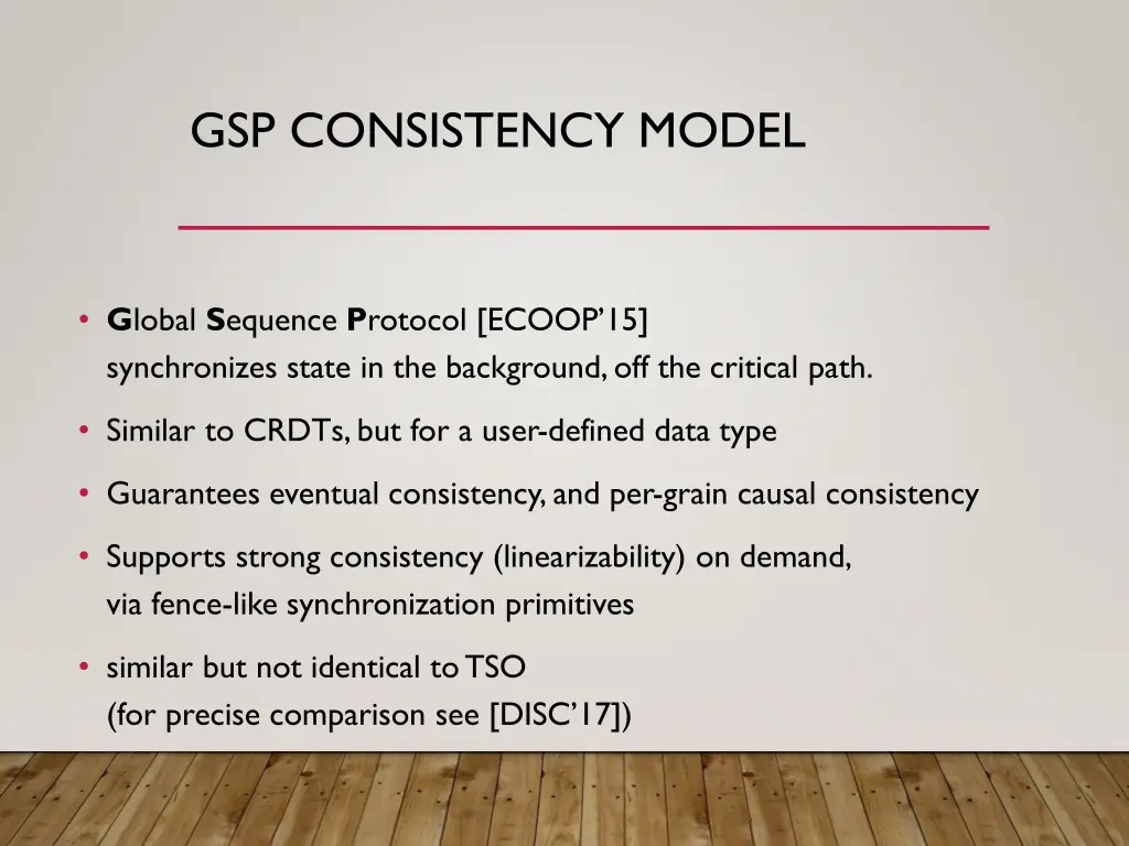 gsp consistency model