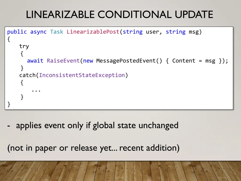 linearizable conditional update