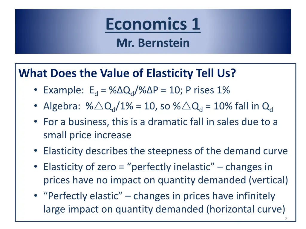 economics 1 mr bernstein