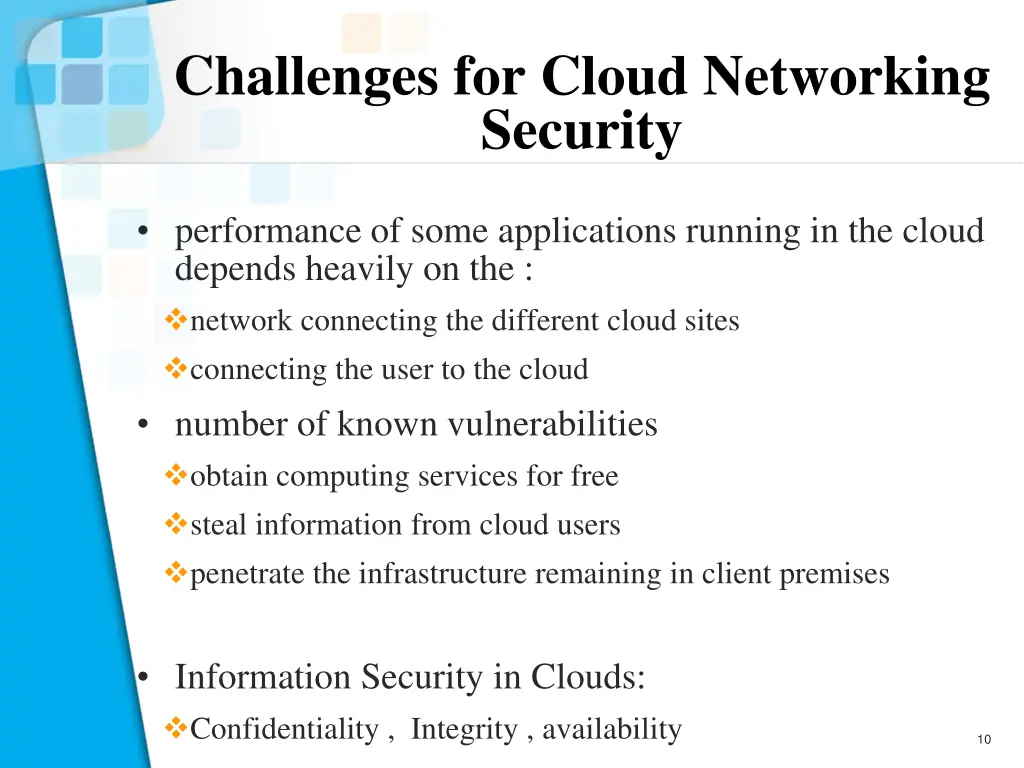 challenges for cloud networking security