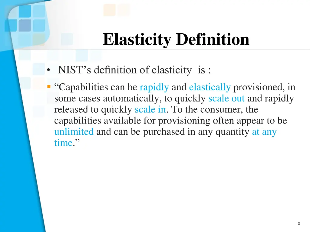 elasticity definition