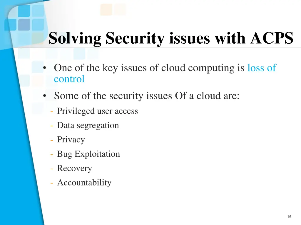 solving security issues with acps