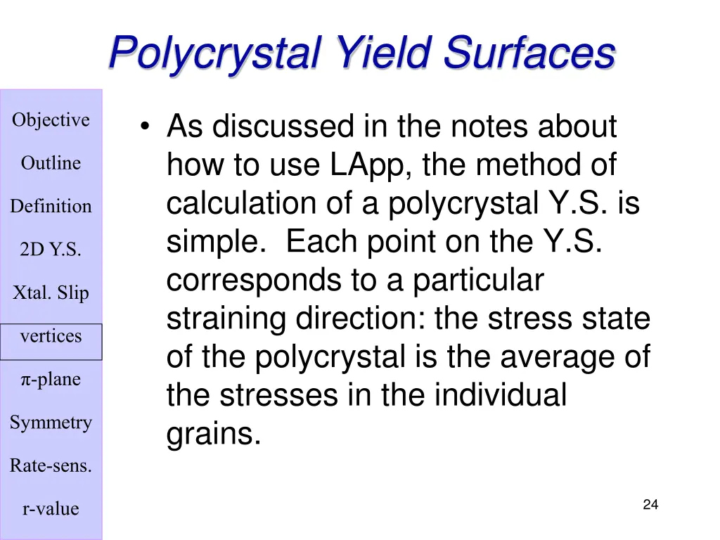 polycrystal yield surfaces