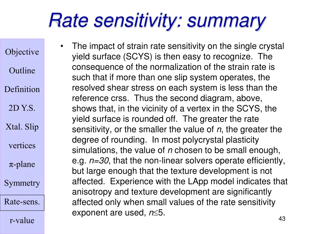 rate sensitivity summary