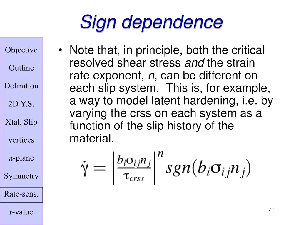 sign dependence