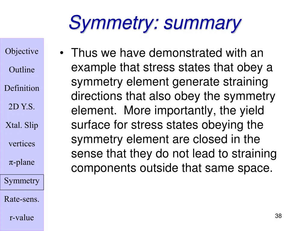 symmetry summary