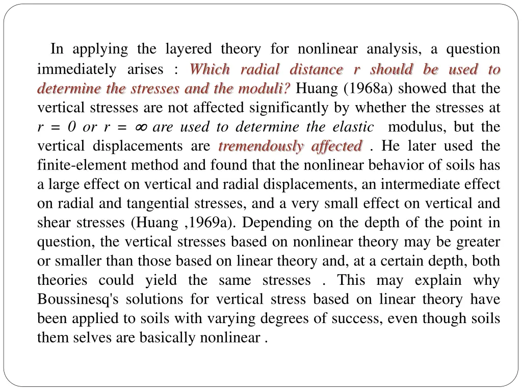 in applying the layered theory for nonlinear