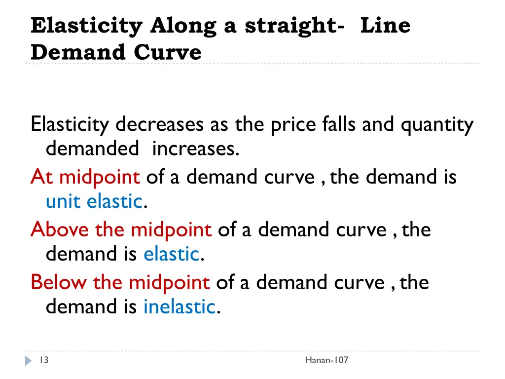 elasticity along a straight line demand curve 1