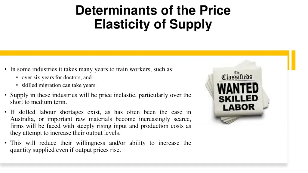 determinants of the price elasticity of supply 5