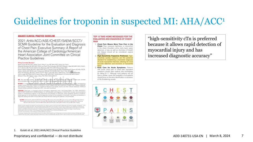 guidelines for troponin in suspected mi aha acc 1