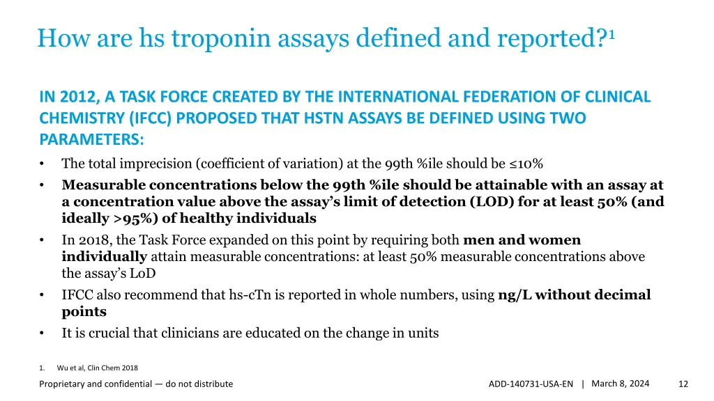 how are hs troponin assays defined and reported 1
