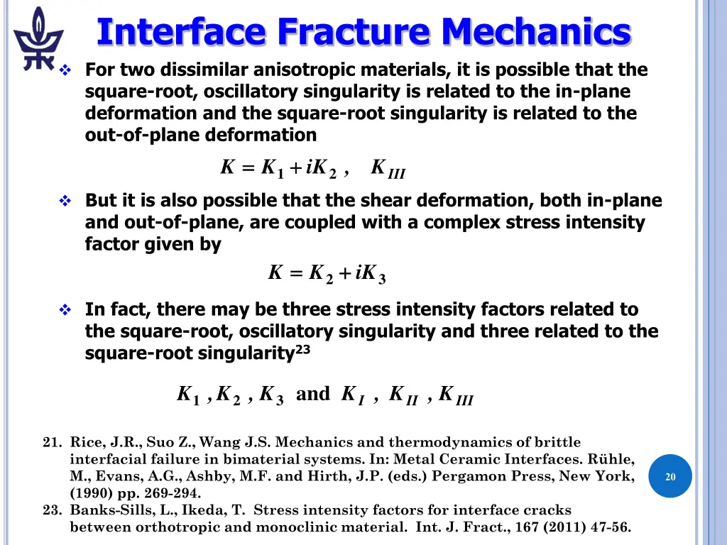 interface fracture mechanics for two dissimilar