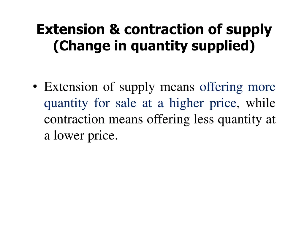 extension contraction of supply change