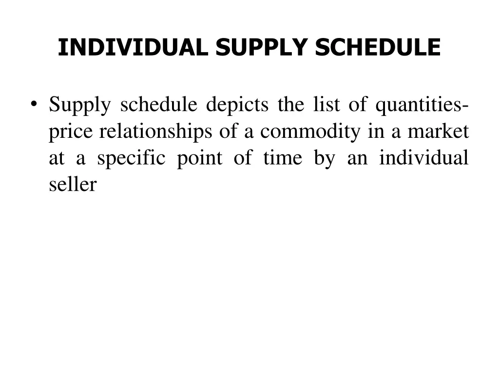 individual supply schedule