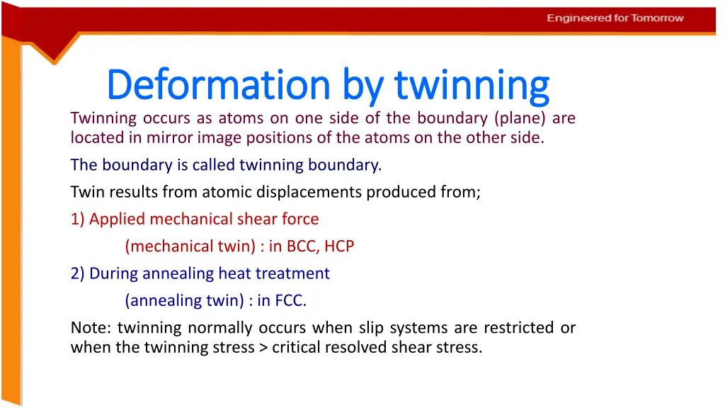 deformation by twinning deformation by twinning