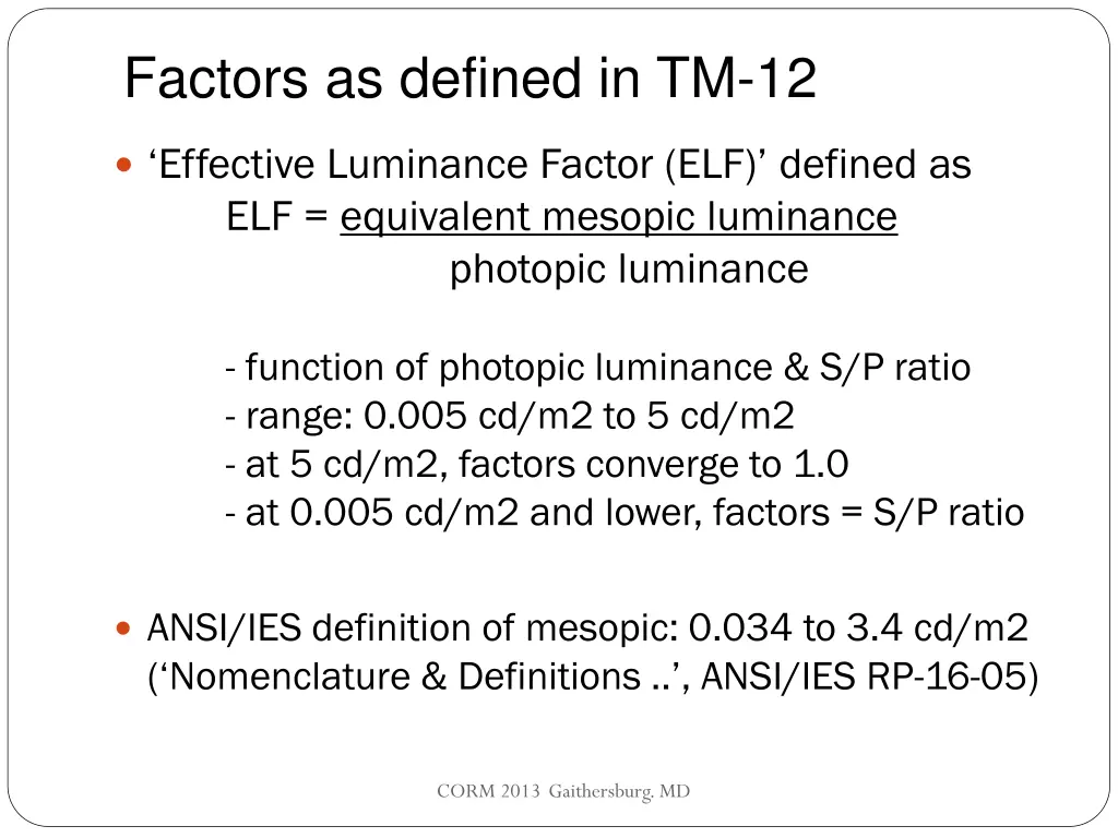 factors as defined in tm 12