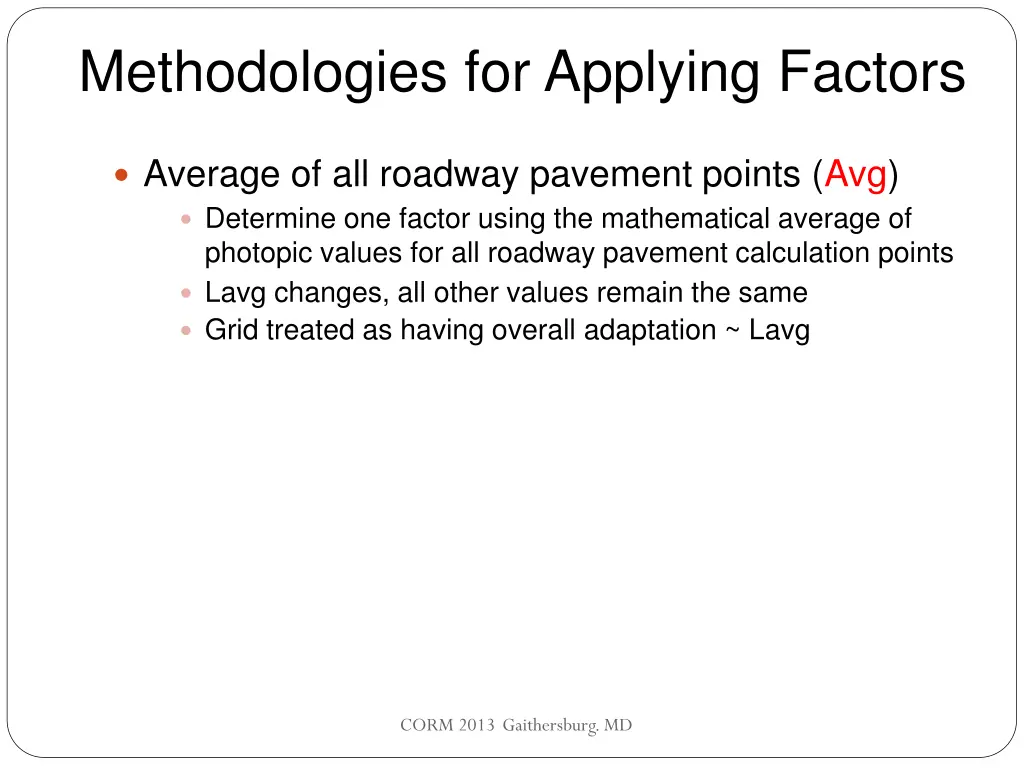 methodologies for applying factors