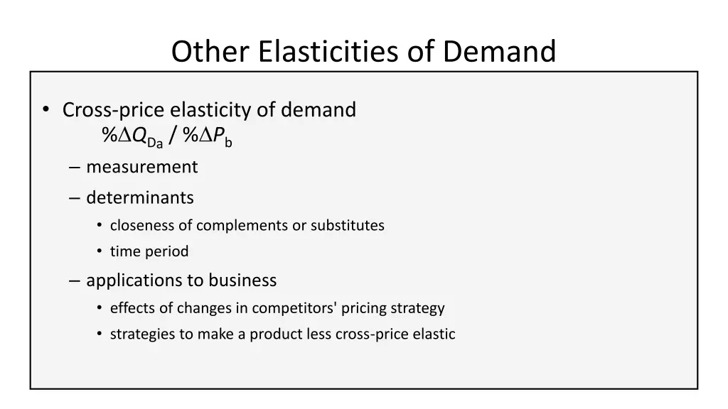 other elasticities of demand 1