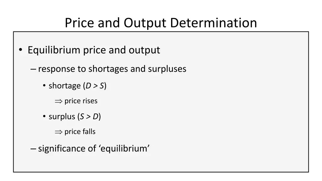 price and output determination