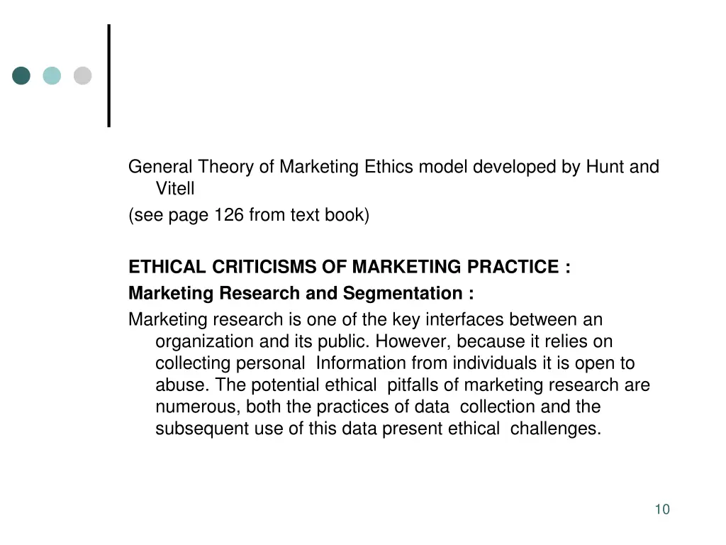 general theory of marketing ethics model