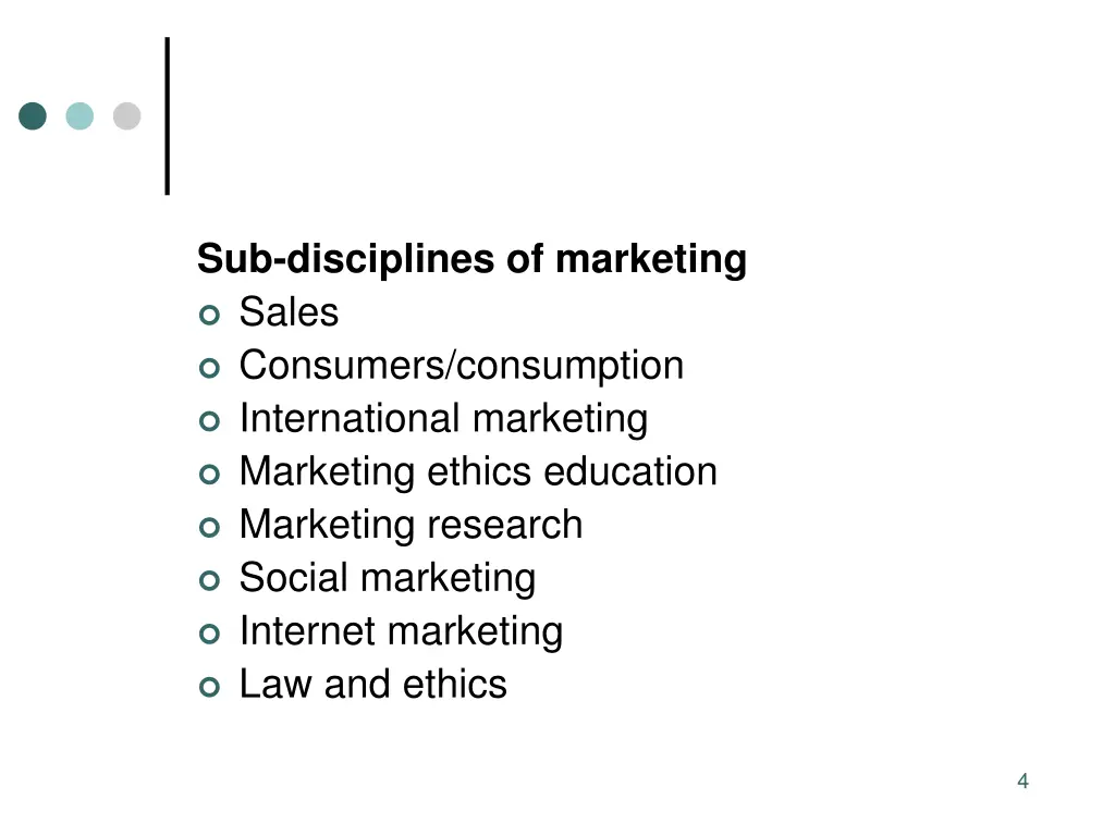 sub disciplines of marketing sales consumers