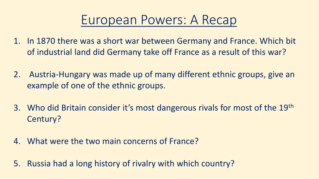 european powers a recap