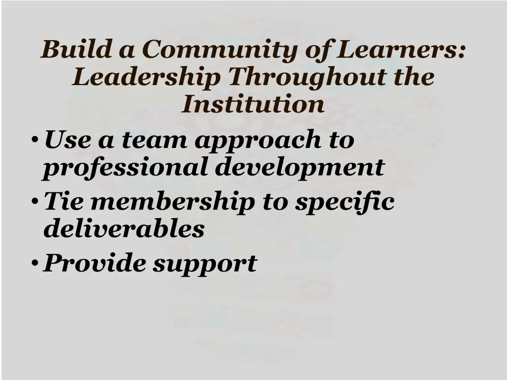 build a community of learners leadership