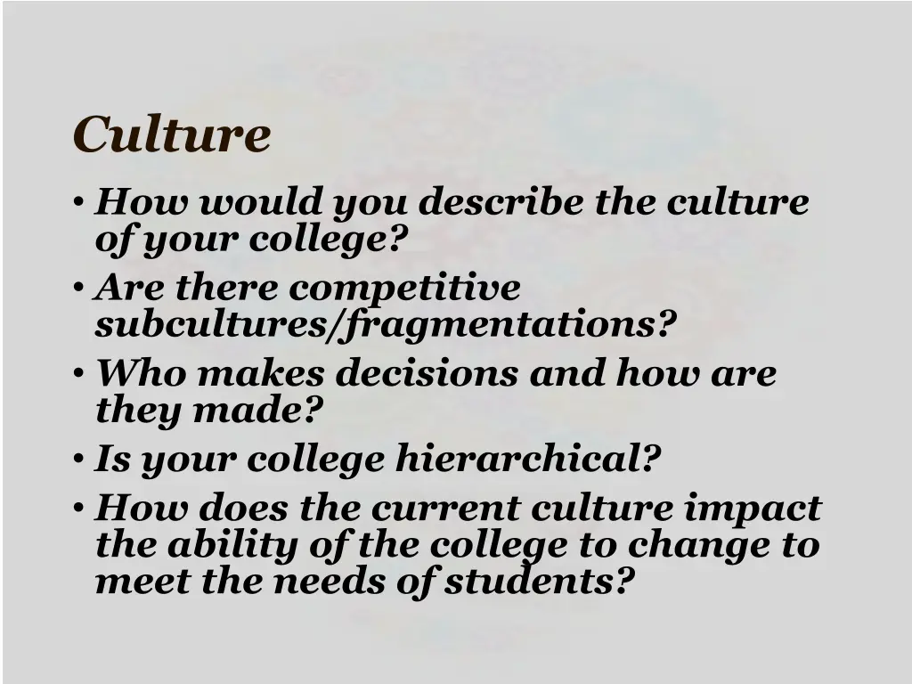 culture how would you describe the culture