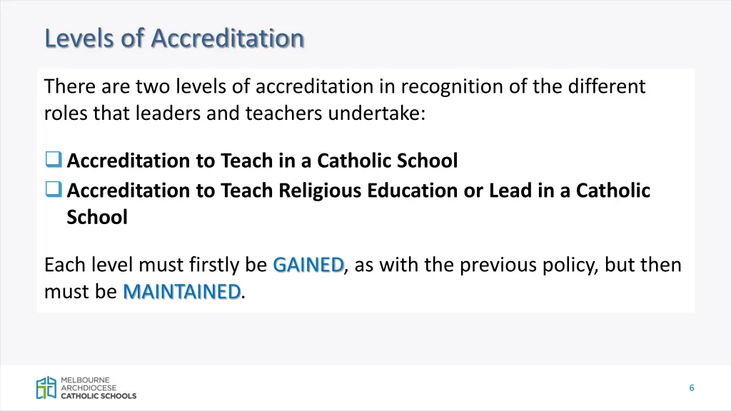 levels of accreditation