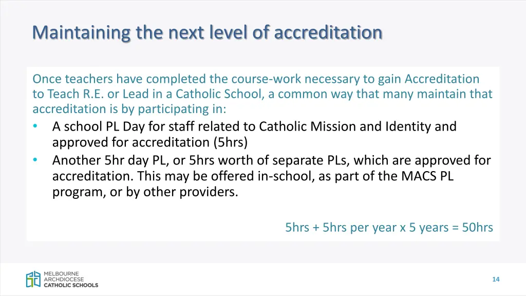 maintaining the next level of accreditation