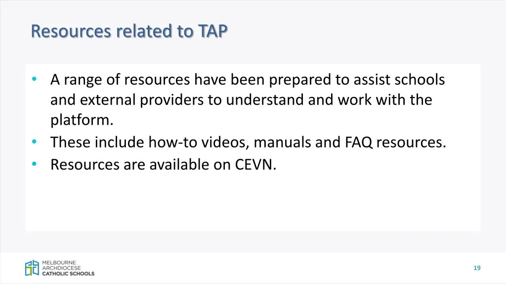 resources related to tap