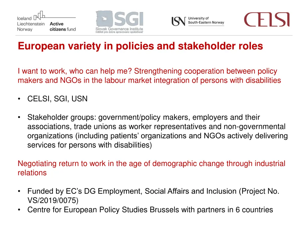 european variety in policies and stakeholder roles