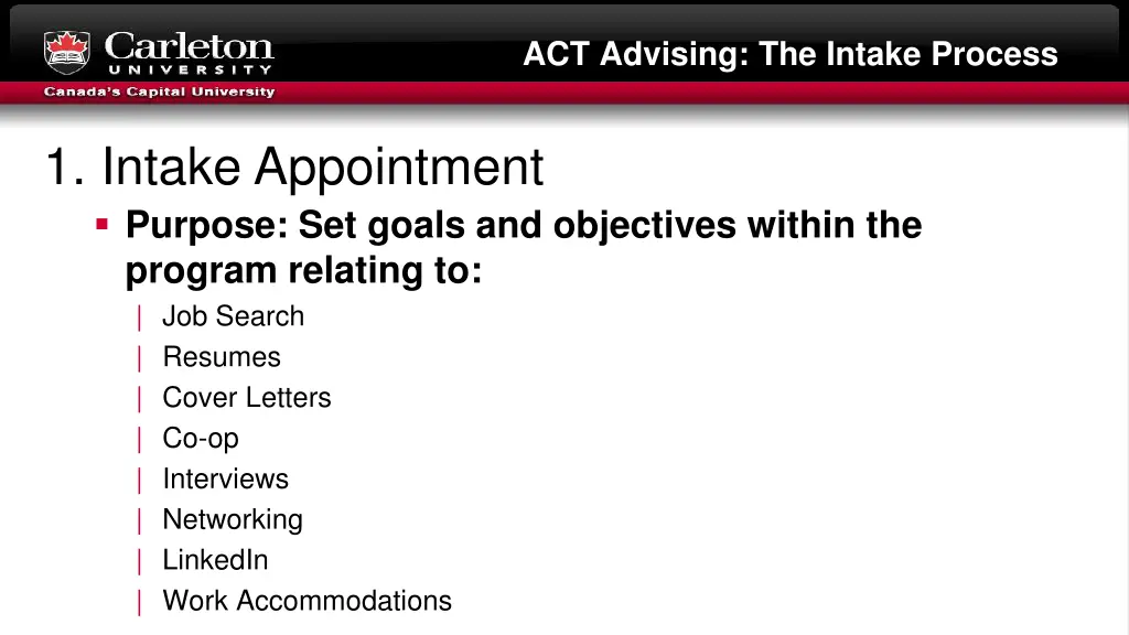 act advising the intake process