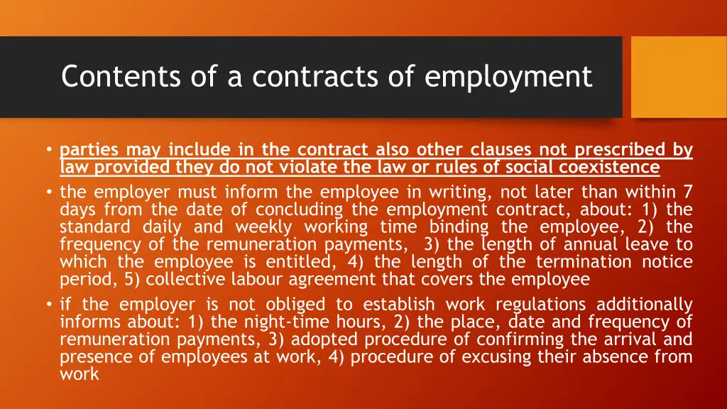 contents of a contracts of employment 1