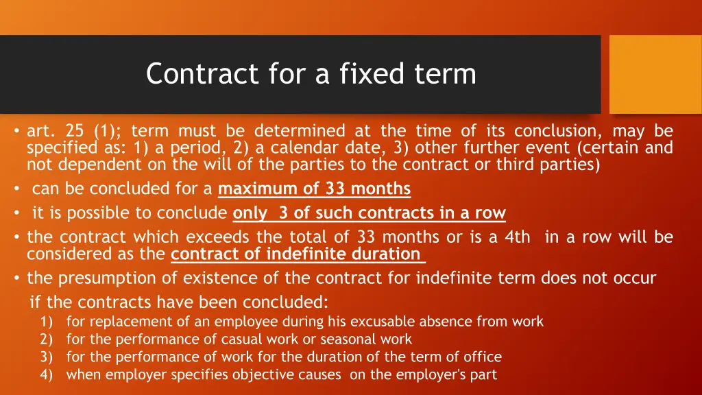 contract for a fixed term